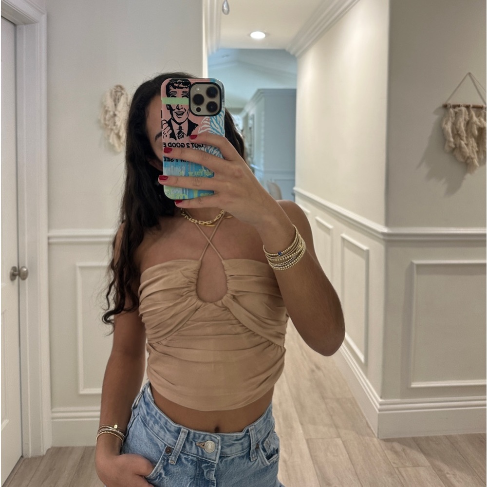 Zara beige cross top